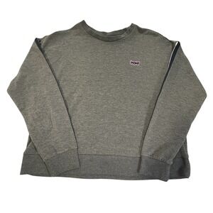 Pony Womens Heather Gray Crewneck Sweatshirt XL Mesh Stripe Sleeve Athleisure